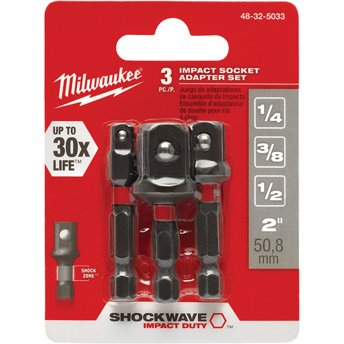 Jeu d'adaptateur de douilles &agrave; chocs Shockwave, 1/4" Prise, Sph&eacute;rique, 1-7/8" lo Oxymax Inc