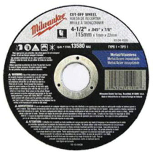 Depressed Centre Cut-Off Wheels, 5" x 0.045", 7/8" Arbor, Type 27, Aluminum Oxide, 13580 RPM Oxymax Inc