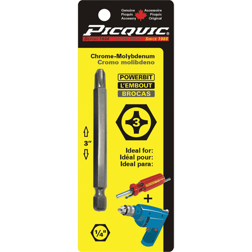 Powerbit, Phillips, #3 Tip, 1/4" Drive Size, 3" Length Oxymax Inc