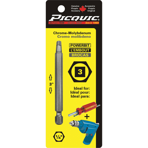 Embout, Carr&eacute;e, Embout #3, Prise 1/4", Longueur 3" Oxymax Inc