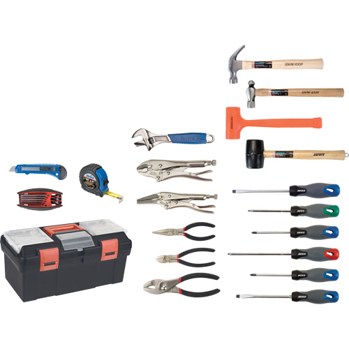 Essential Tool Set with Plastic Tool Box, 28 Pieces Oxymax Inc