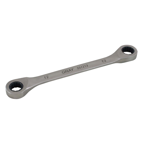 Double Box End Gear Ratcheting Wrench, 12 Point, 12 mm x 13 mm, Plain Finish Oxymax Inc