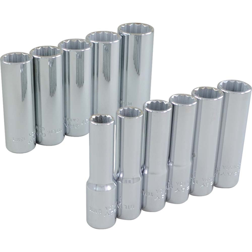 Socket Set, 11 Pcs, 3/8" Drive Size, Deep Oxymax Inc