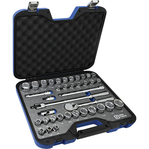 SAE & Metric Socket & Attachments Set, 38 Pcs, 1/2" Drive Size Oxymax Inc