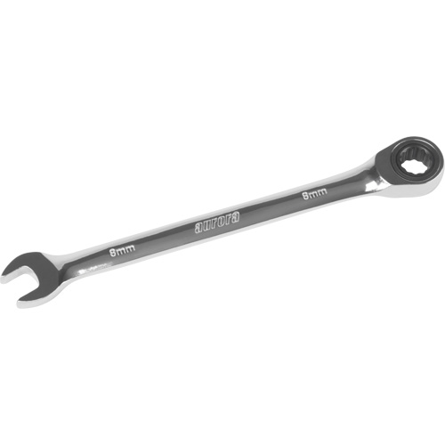 Metric Ratcheting Combination Wrench, 12 Point, 8 mm, Chrome Finish Oxymax Inc