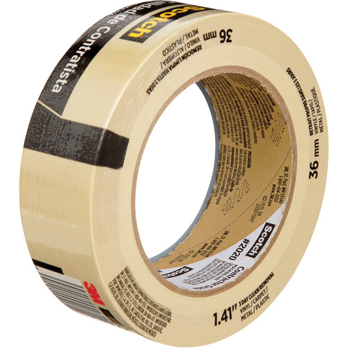 Scotch&reg; Contractor Grade Masking Tape 2020, 36 mm (1-1/2") x 55 m (180'), Beige Oxymax Inc