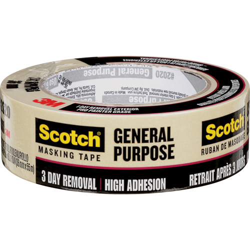 Scotch&reg; Contractor Grade Masking Tape 2020, 36 mm (1-1/2") x 55 m (180'), Beige Oxymax Inc