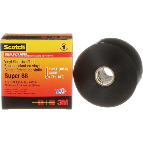 Scotch&reg; Super 88 Professional Electrical Tape, 51 mm (2") x 33 m (108'), Black, 8.5 mils Oxymax Inc