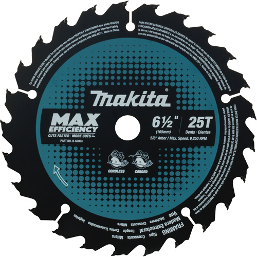 Max-Efficiency Circular Saw Blade, 6-1/2", 25 Teeth, Laminate/Wood Use Oxymax Inc