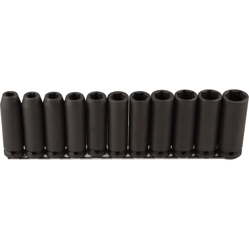Long Socket Set, 11 Pcs, Impact, 1/2" Drive Size, Deep Oxymax Inc