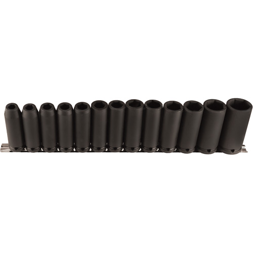 Long Socket Set, 13 Pcs, Impact, 1/2" Drive Size, Deep Oxymax Inc