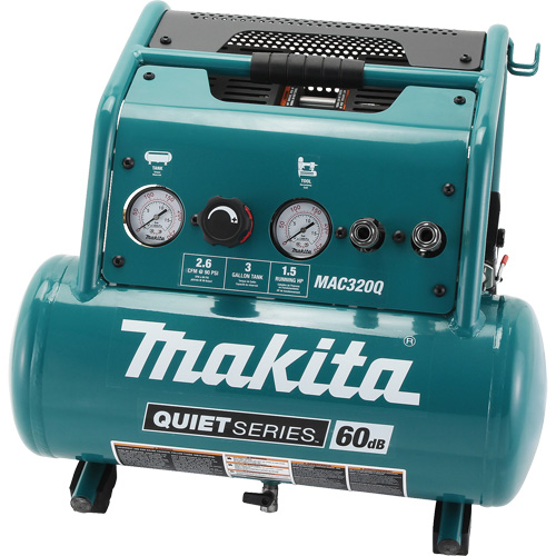 Quiet Series Air Compressor, Electric, 3 Gal (3.6 US Gal), 135 PSI, 120/1 V Oxymax Inc