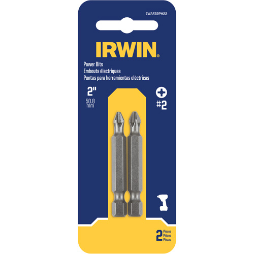 Power Bits, Phillips, #2 Tip, 1/4" Drive Size, 2" Length Oxymax Inc