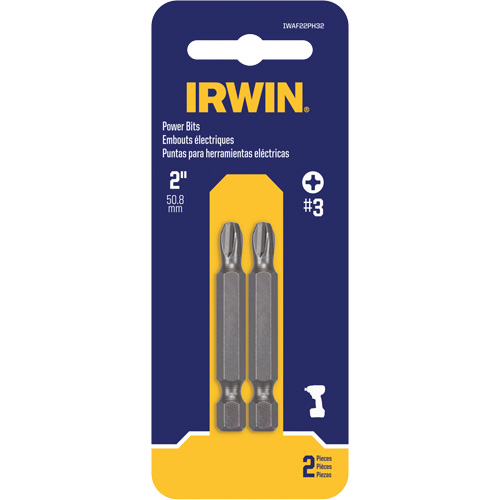 Power Bits, Phillips, #3 Tip, 1/4" Drive Size, 2" Length Oxymax Inc