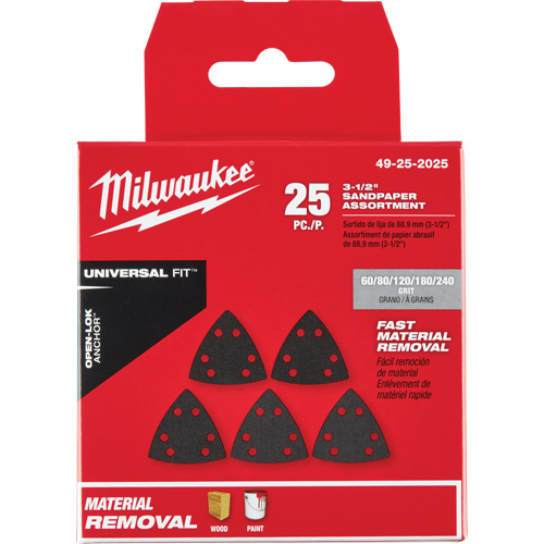 Ensemble de papiers abrasifs triangulaires 3-1/2" Open-Lok Oxymax Inc