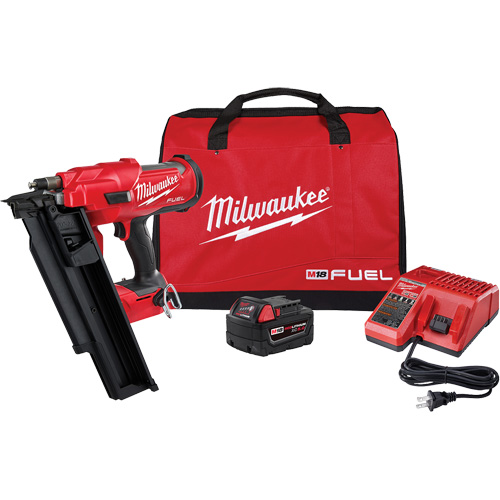 M18 Fuel 21 Degree Nailer Kit, 18 V, Lithium-Ion Oxymax Inc