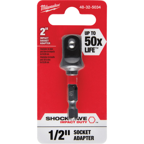 Shockwave Impact Socket Adapter, 1/4" Drive Size, 1/2" Male Size, Ball, 2" L Oxymax Inc