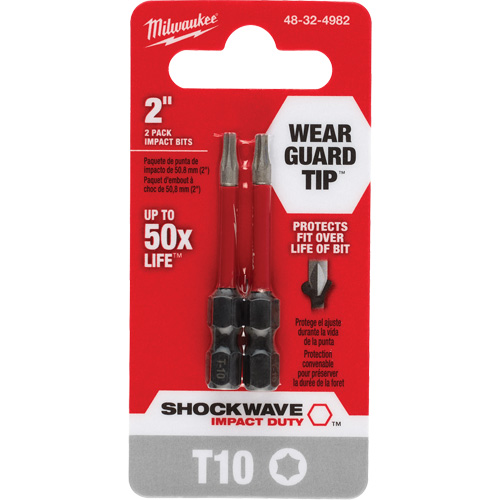 Embout de tournevis Shockwave Impact Duty, Torx, T-10, Prise 1/4" Oxymax Inc