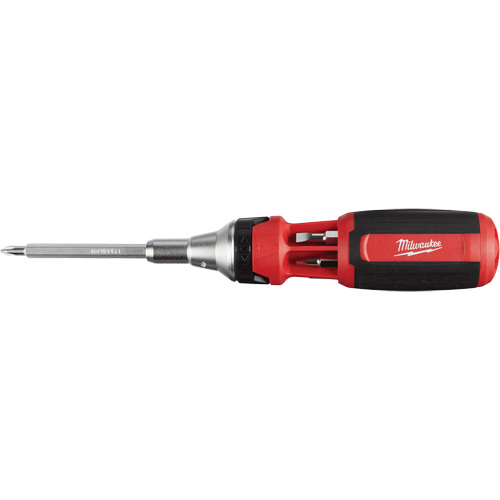 9-in-1 Square Drive Ratcheting Multi-bit Driver, 9-1/10" L, Cushion Grip Handle Oxymax Inc