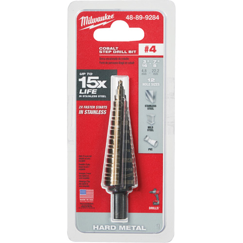 Foret &eacute;tag&eacute;, 3/16"/#4 - #4/7/8", Incr&eacute;ments de 1/32", Acier rapide au cobalt Oxymax Inc