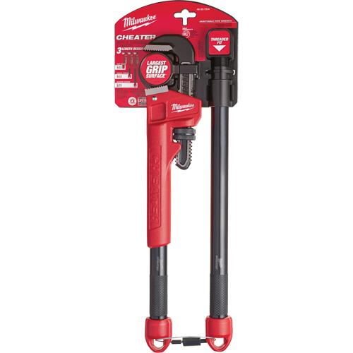 Cheater Adaptable Pipe Wrench, 2-1/2" Jaw Capacity, 18"/24"/10" Long, Powder Coated Finish, Ergonomic Handle Oxymax Inc
