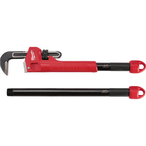 Cheater Adaptable Pipe Wrench, 2-1/2" Jaw Capacity, 18"/24"/10" Long, Powder Coated Finish, Ergonomic Handle Oxymax Inc