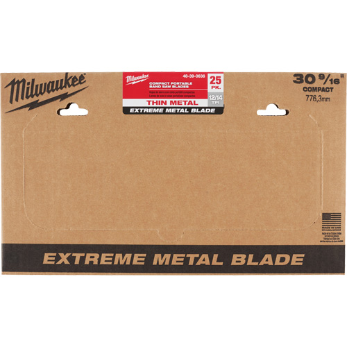 Extreme Metal Band Saw Blades, High Speed Steel, 30-9/16" L x 1/2" W x 0.02" Thick, 12/14 TPI Oxymax Inc