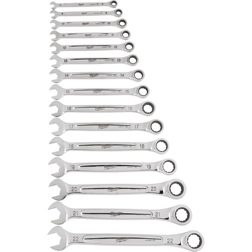 Ratcheting Wrench Set, Combination, 15 Pieces, Metric Oxymax Inc