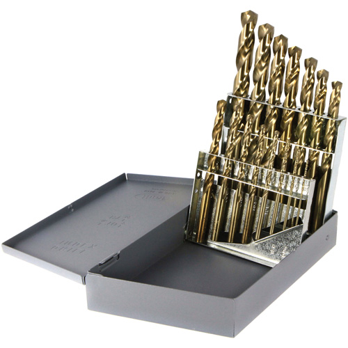 Drillco&reg; Heavy-Duty Jobber Length Drill Bit Set, 15 Pieces, Cobalt Oxymax Inc