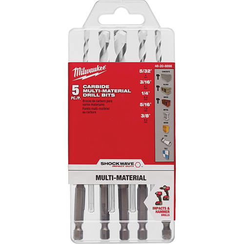 Shockwave Multi-Material Drill Bit Set, 5 Pieces, Carbide Oxymax Inc