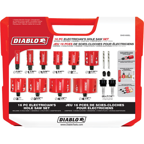 Electrician's Bi-Metal Hole Saw Set, 16 Pieces Oxymax Inc