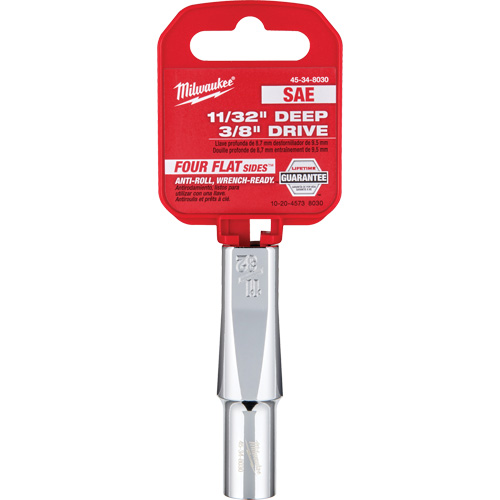 SAE Socket with Four Flat Sides, 11/32", 3/8" Drive, 6 Points, Deep Oxymax Inc