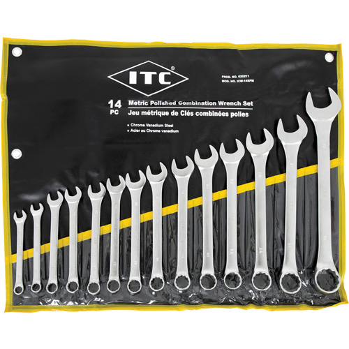 ICW-14PM Polished Wrench Set, Combination, 14 Pieces, Metric Oxymax Inc