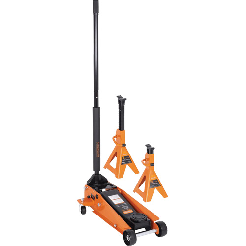 Service Jack with 4-Ton Vehicle Stands, 3.5 Ton(s) Capacity, 5-1/8" Lowered, 21" Raised, Manual Hydraulic Oxymax Inc