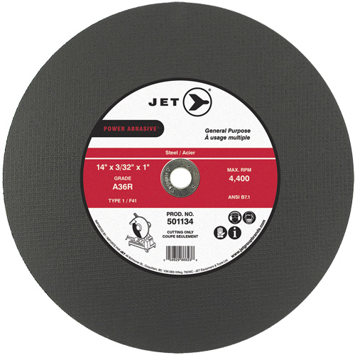 Meule &agrave; tronçonner Power Abrasive A36R, 14" x 3/32", Arbre de 1", Type 1, 4400 Tr/min Oxymax Inc