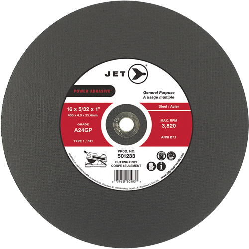 A24GP Power Abrasive Cut-Off Wheel, 20" x 5/32", 1" Arbor, Type 1, 3000 RPM Oxymax Inc