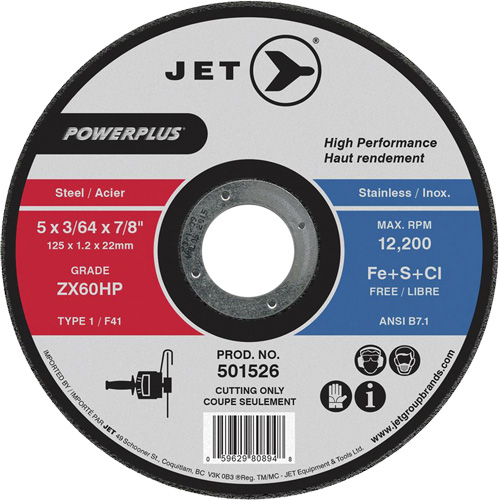 ZX46HP PowerPlus Cut-Off Wheel, 7" x 1/16", 7/8" Arbor, Type 1, 8500 RPM Oxymax Inc