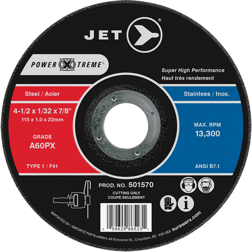 A60PX Power-Xtreme Cut-Off Wheel, 4-1/2" x 1/32", 7/8" Arbor, Type 1, 13300 RPM Oxymax Inc