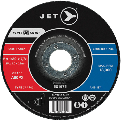 Meule &agrave; tronçonner Power-Xtreme A60PX, 4-1/2" x 3/64", Arbre de 7/8", Type 27, 13 300 Tr/min Oxymax Inc