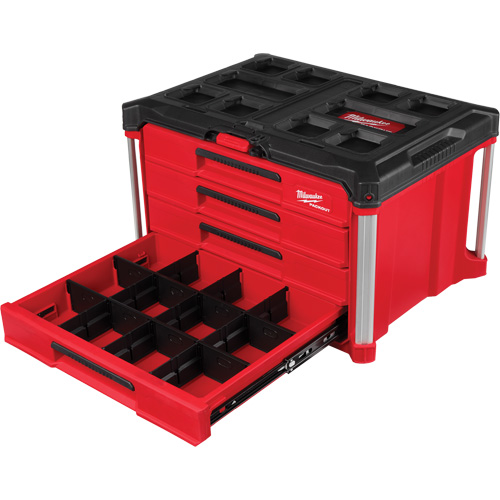 Boîte &agrave; outils avec 4 tiroirs PackOut, 16-3/10" x 22-1/5" x 14-3/10", Rouge Oxymax Inc