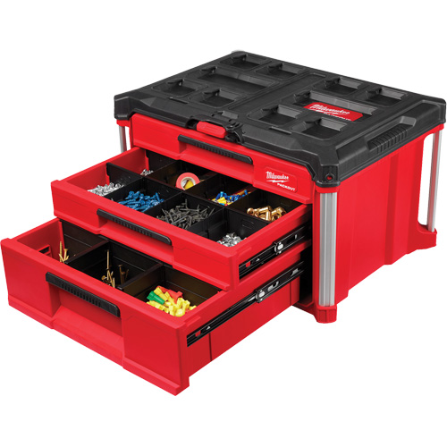 PackOut 3-Drawer Tool Box, 16-3/10" x 22-1/5" x 14-3/10", Red Oxymax Inc