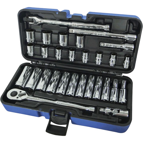 Jeux Rochets & douilles &agrave; 12 pans combin&eacute;s, 30 Mcx, Prise de 3/8", Profond Oxymax Inc
