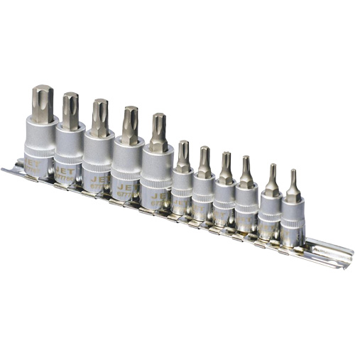 SS1438-11T Chrome Socket Bit Sets, Torx&reg;, 1/4"/3/8" Drive, 10 Pcs Oxymax Inc