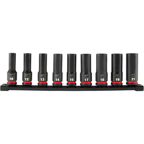 Shockwave Impact Duty Metric 6 Point Socket Set, 9 Pcs, Impact, 1/2" Drive Size, Deep Oxymax Inc