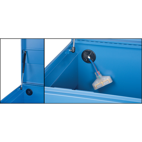 Jobsite Tool Box, 48" x 24" x 27-3/5", Steel, Blue Oxymax Inc