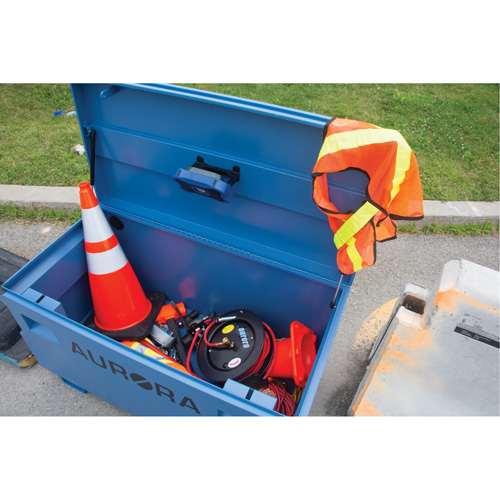 Jobsite Tool Box, 48" x 24" x 27-3/5", Steel, Blue Oxymax Inc