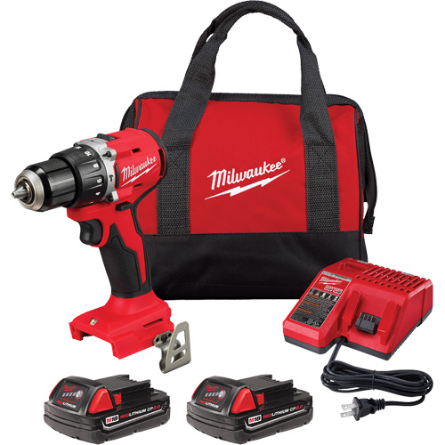 M18 Compact Brushless Hammer Drill/Driver Kit, Lithium-Ion, 18 V, 1/2" Chuck, 550 in-lbs Torque Oxymax Inc