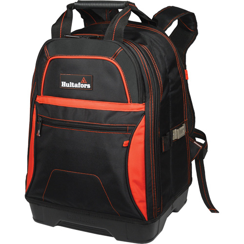 Molded Base Bottom Tool Backpack, Black/Red, Ballistic/Polyester Oxymax Inc