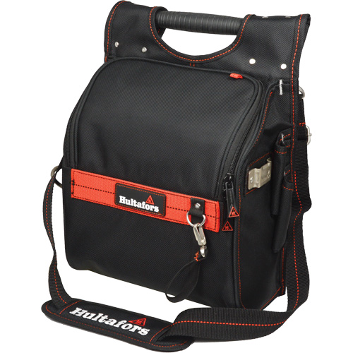 Zippered Professional Electrician's Tool Pouch, Ballistic Polyester, 19 Pockets, Black/Red Oxymax Inc
