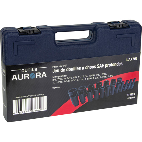 Jeu de douilles SAE, 19 Mcx, Chocs, Prise de 1/2", Profond Oxymax Inc